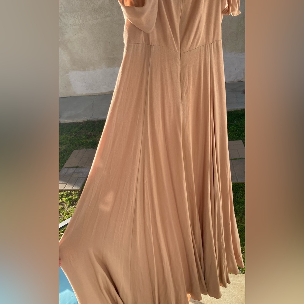 Reformation Poppy Cold Shoulder Sweetheart Full Length Dress - Champagne Blush